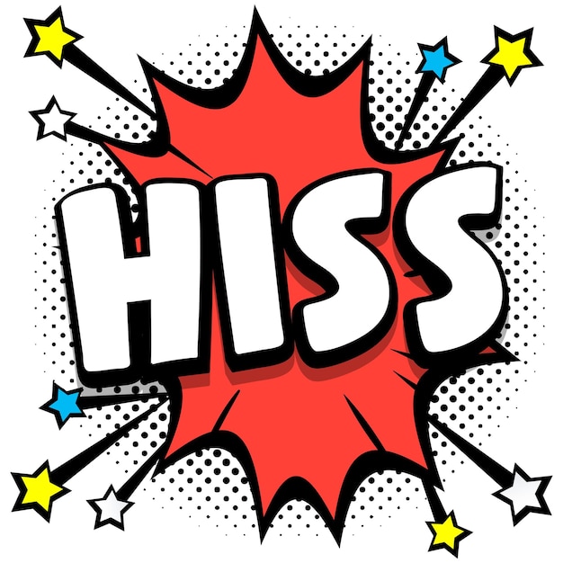 Hiss pop art comic speech bubbles libro efectos de sonido