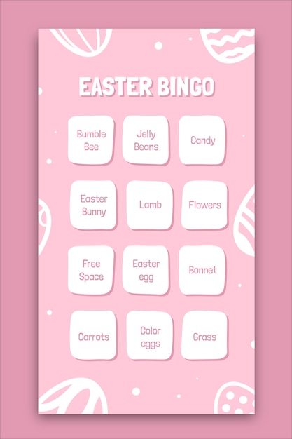 Historia de facebook de bingo de pascua dibujada a mano