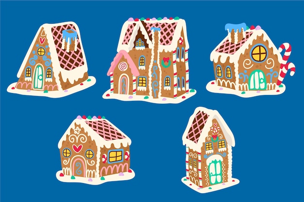 Vector gratuito historia de hansel y gretel con gingerbread house