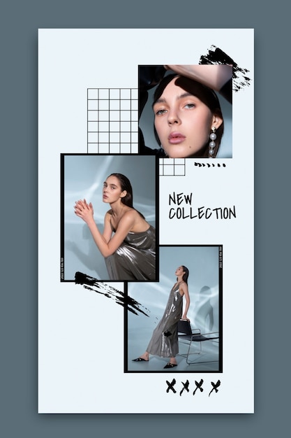 Vector gratuito historia de instagram de moda de collage estético