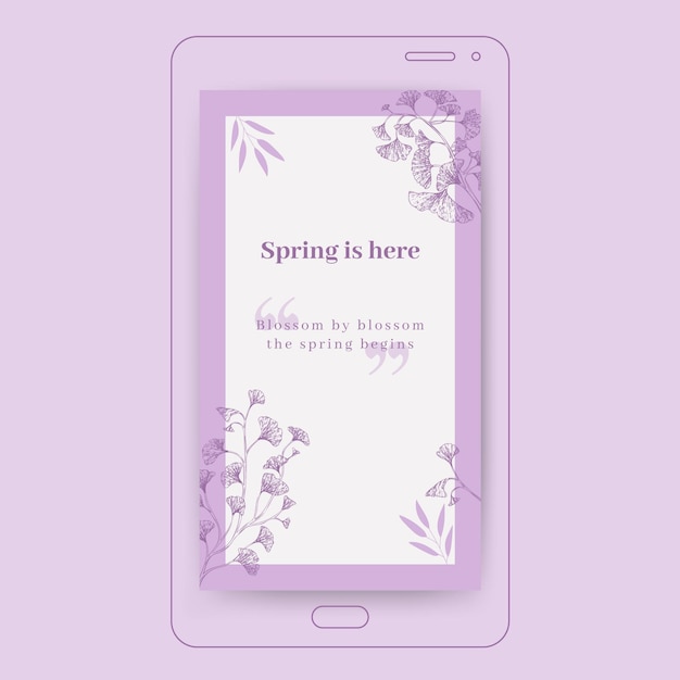Vector gratuito historia de instagram de primavera monocolor floral