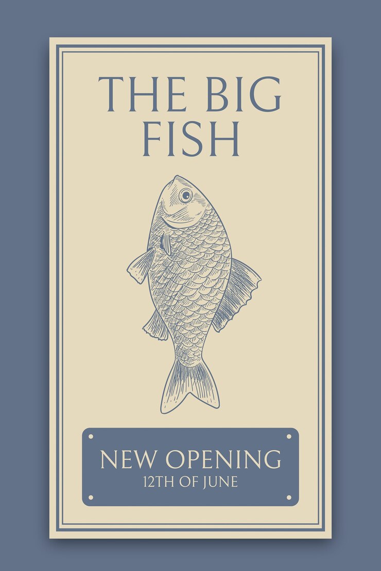 Vector gratuito historia de instagram de restaurante de pescado grande vintage