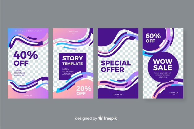 Historias abstractas coloridas de Instagram de la venta