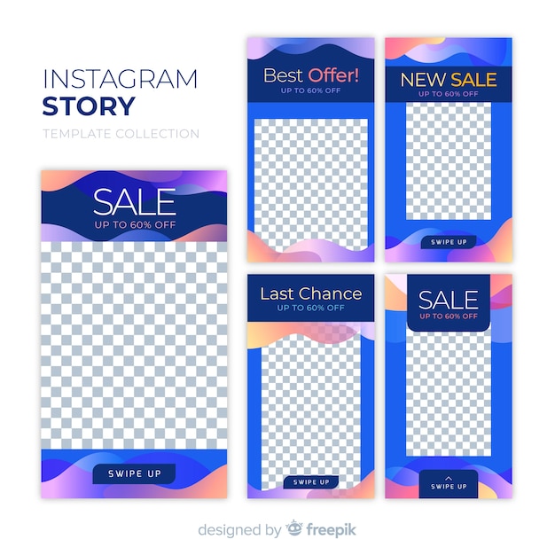 Vector gratuito historias abstractas coloridas de instagram de la venta