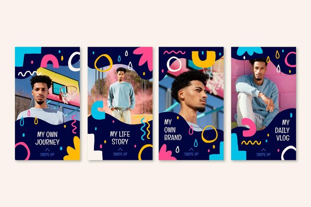 Historias abstractas de instagram dibujadas a mano