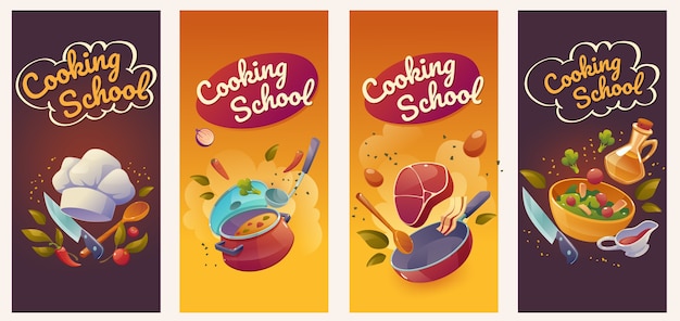 Vector gratuito historias de ig de la escuela de cocina