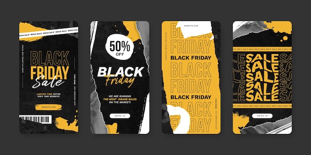 Vector gratuito historias de ig de estilo de papel de viernes negro