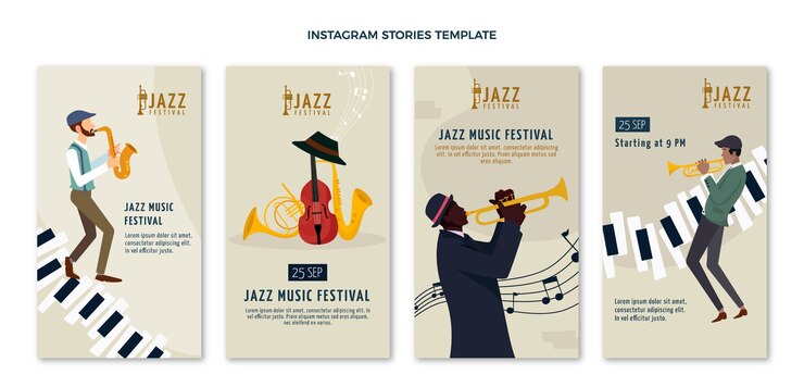 Vector gratuito historias de ig de festival de música minimalista plana