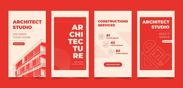 Historias de instagram de arquitecto de diseño plano