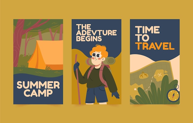 Vector gratuito historias de instagram de aventuras dibujadas a mano