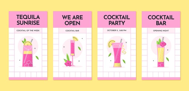 Historias de instagram de bar dibujadas a mano.
