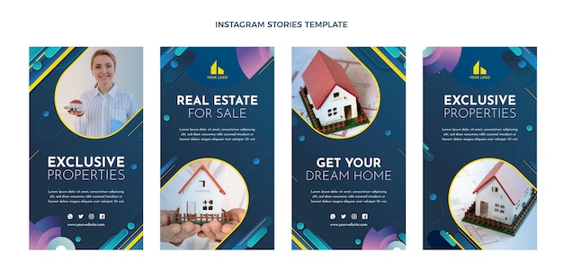 Historias de instagram de bienes raíces degradado con casa