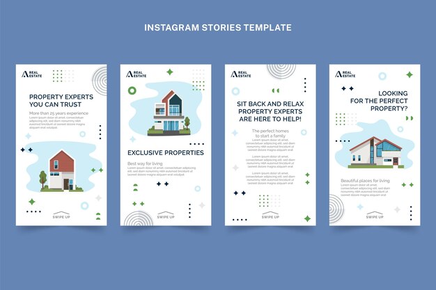 Historias de instagram de bienes raíces geométricas abstractas planas