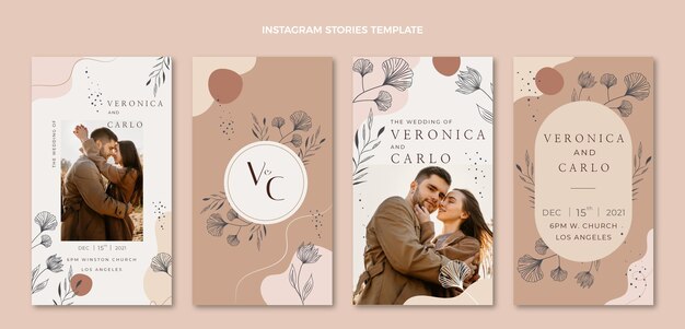 Historias de instagram de bodas dibujadas a mano