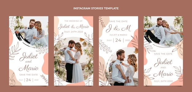 Historias de instagram de bodas dibujadas a mano