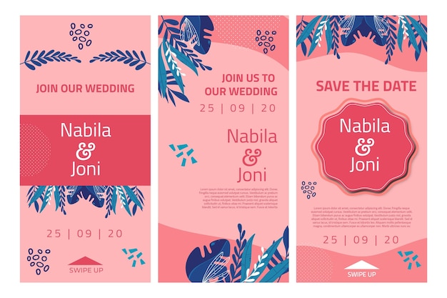 Vector gratuito historias de instagram de bodas florales