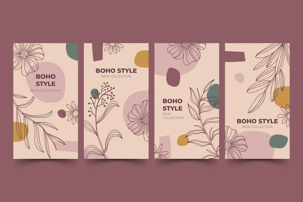 Historias de instagram boho dibujadas a mano