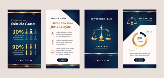 Historias de instagram del bufete de abogados de lujo degradado