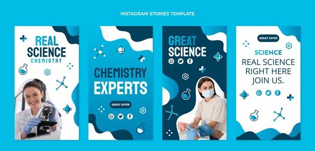 Historias de instagram de ciencia de diseño plano