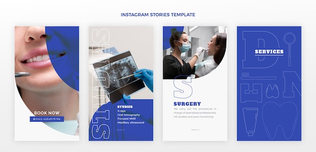 Vector gratuito historias de instagram de clínica dental mínima