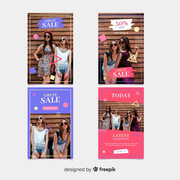 Vector gratuito historias de instagram de compras de ropa