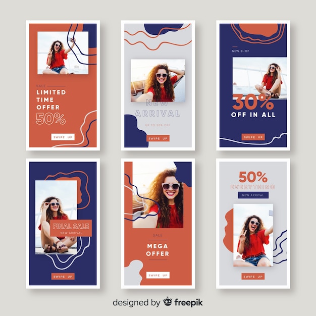 Vector gratuito historias de instagram de compras de ropa