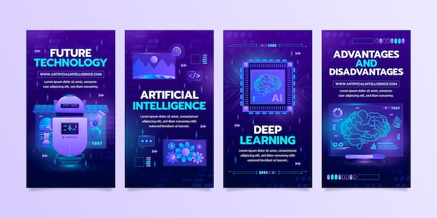 Historias de instagram de concepto de inteligencia artificial