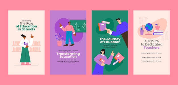 Historias de instagram de concepto de maestro dibujado a mano