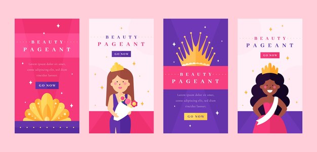 Historias de instagram de concurso de diseño plano