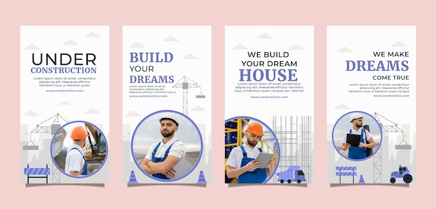 Historias de instagram de construcción dibujadas a mano