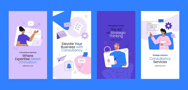 Historias de instagram de consultoría financiera de diseño plano.