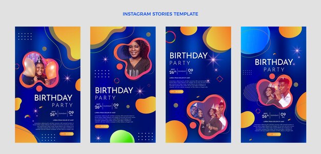 Historias de instagram de cumpleaños colorido degradado