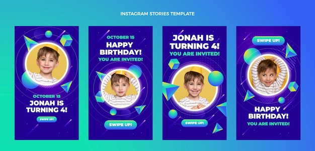 Historias de instagram de cumpleaños colorido degradado