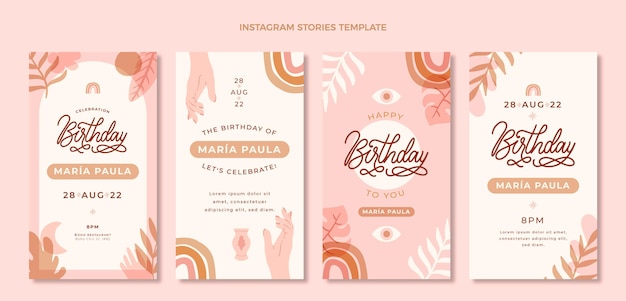 Historias de instagram de cumpleaños dibujadas a mano