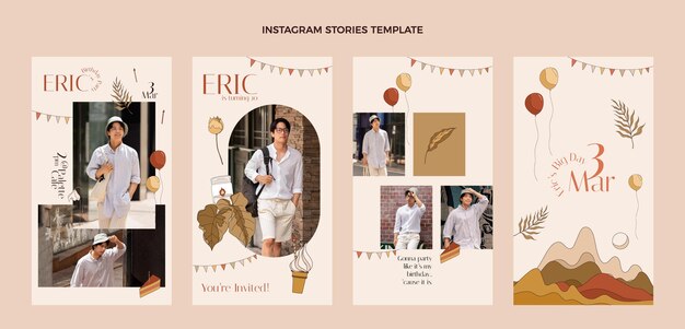 Historias de instagram de cumpleaños dibujadas a mano