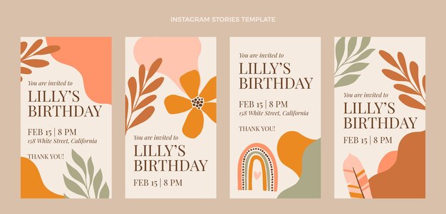 Historias de instagram de cumpleaños dibujadas a mano