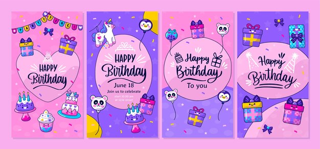 Historias de instagram de cumpleaños dibujadas a mano