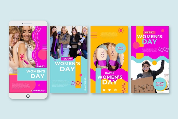 Vector gratuito historias de instagram del día internacional de la mujer