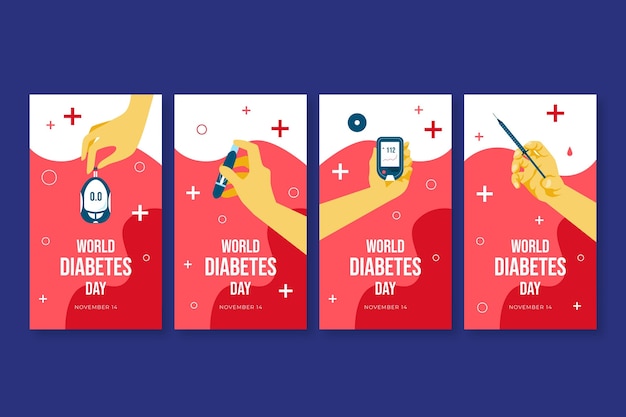 Vector gratuito historias de instagram del día mundial de la diabetes