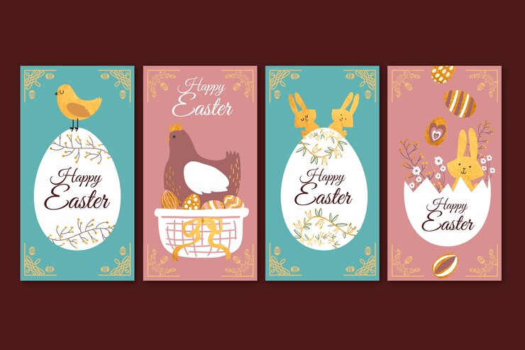 Vector gratuito historias de instagram para el día de pascua