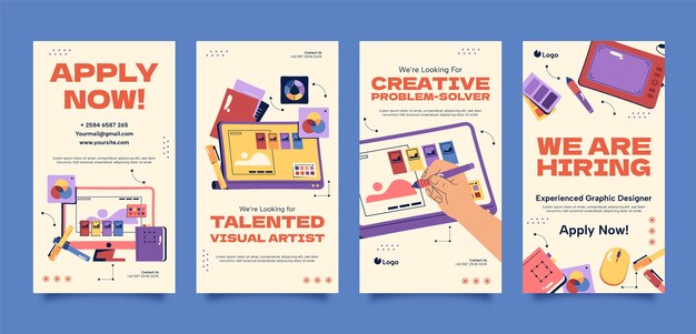 Historias de instagram de diseñador gráfico de diseño plano