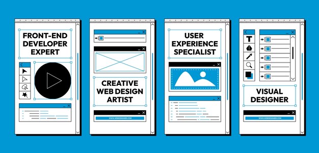 Historias de instagram de diseñador web de diseño plano