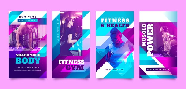 Historias de instagram de entrenamiento de gimnasio degradado