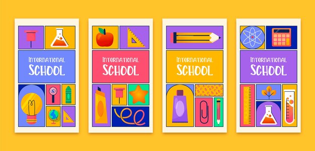 Historias de instagram de escuela internacional dibujadas a mano
