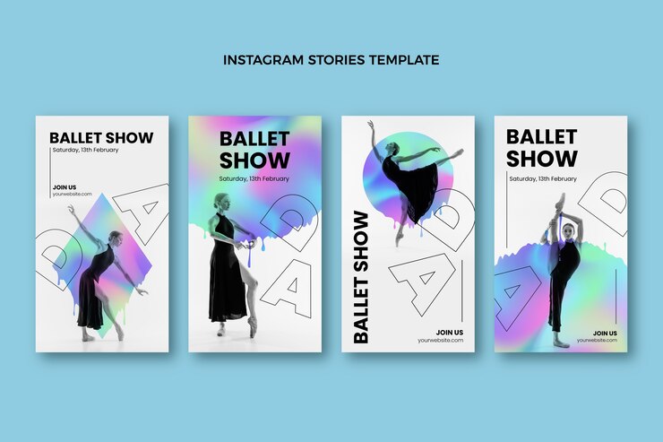 Vector gratuito historias de instagram de espectáculo de danza fluida abstracta degradada