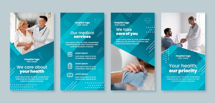 Vector gratuito historias de instagram de establecimiento de salud degradado