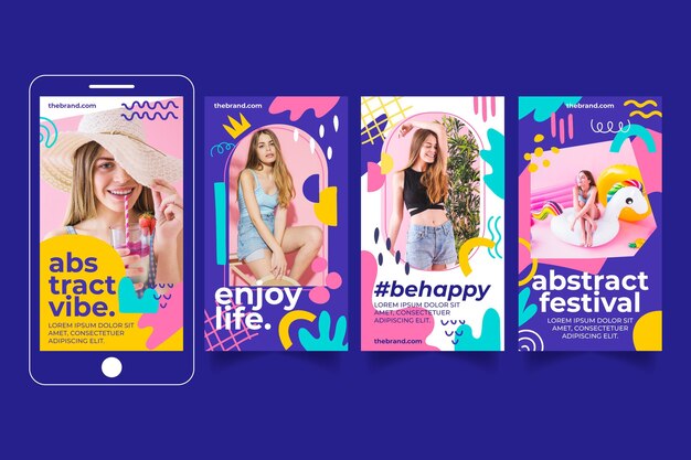 Historias de instagram del festival abstracto dibujado a mano