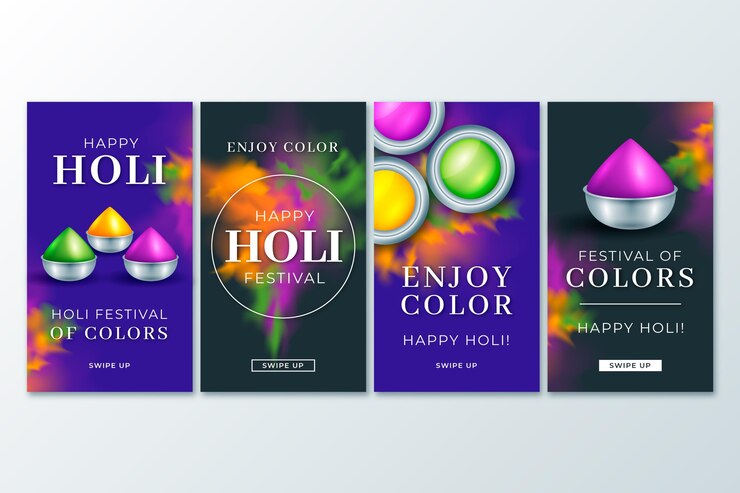 Vector gratuito historias de instagram del festival holi