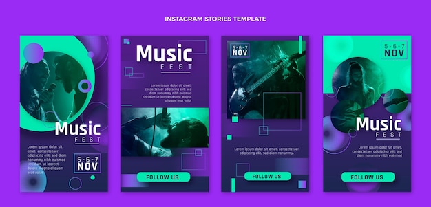 Historias de instagram del festival de música de semitono degradado