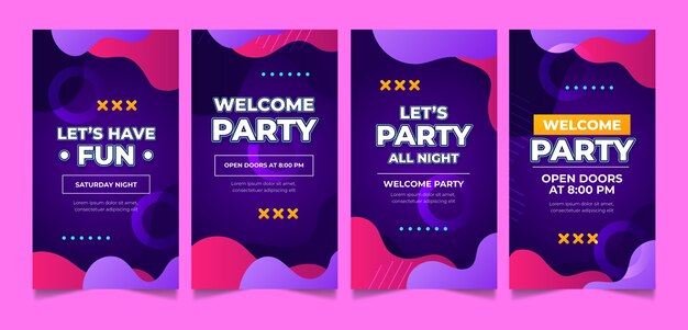 Historias de instagram de la fiesta de bienvenida degradada